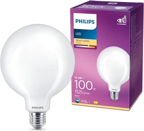 Philips LED Classic E27 Filament Lampe (100 W), matte LED Lampe in Globe-Form mit warmweißem Licht, energiesparende LED Beleuchtung mit langer Nutzlebensdauer im Sale