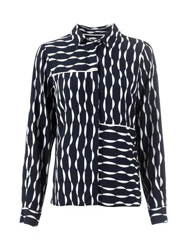 s'questo Bluse 1/1 Hemdkragen, grafischer Allover-Print Navy Soquesto Kollektion True Love im Sale