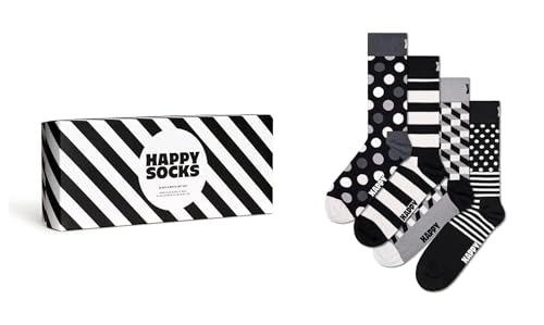 Happy Socks Unisex 4-Pack Classic Black & White Gift Set Socken, Multi, M-L (4er Pack) im Sale