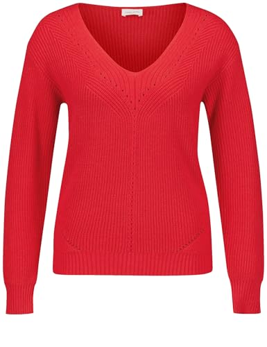 Gerry Weber Damen Pullover mit Ajour-Details breite Rippenbündchen, Langarm unifarben Lipstick 44 im Sale