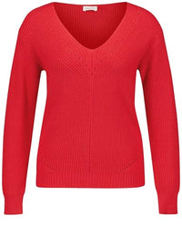 Thumbnail for Gerry Weber Damen Pullover mit Ajour-Details breite Rippenbündchen, Langarm unifarben Lipstick 44 im Sale