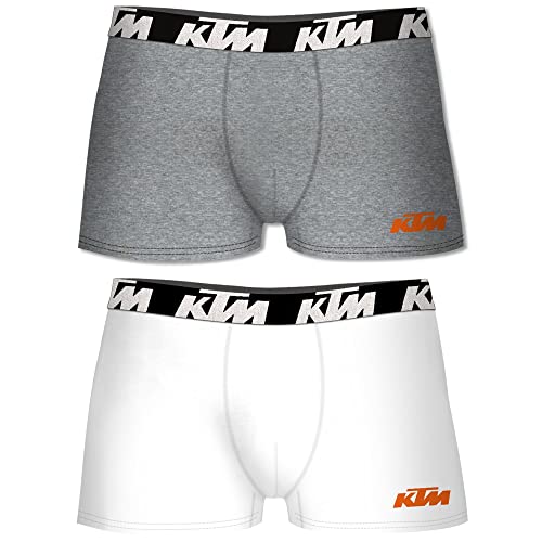 KTM by Freegun Boxershorts für Herren Unterwäsche Pant Men´s Boxer 2 er Pack, Farbe:Light Grey / White, Bekleidungsgröße: im Sale