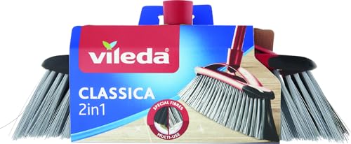 Vileda 2-in-1 Zimmer-Besen Classica - Ersatzkopf für Besen mit Stiel ideal für die Aufnahme von Staub und Haaren, Grau im Sale