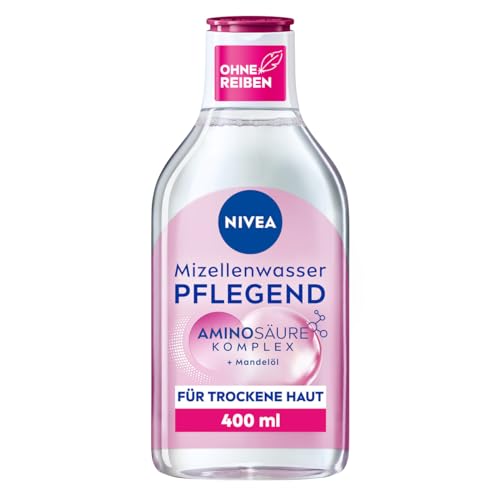 NIVEA Pflegendes Mizellenwasser, Gesichtswasser für trockene Haut mit Mandelöl und Aminosäuren Komplex, feuchtigkeitsspendendes Mizellen Reinigungswasser, sanfte Gesichtsreinigung (400 ml)