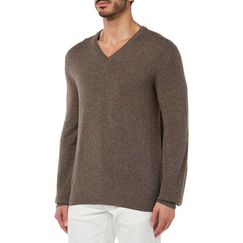 HACKETT LONDON Herren Merino Cash Mix V Pullover, Rot (Kastanienbraun), im Sale