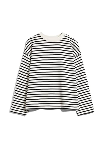 ARMEDANGELS FRANKAA MAARLEN Stripe - Damen Undyed-Ivy Green Sweatshirts, Sweat Shirts Rundhalsausschnitt Oversized Fit im Sale