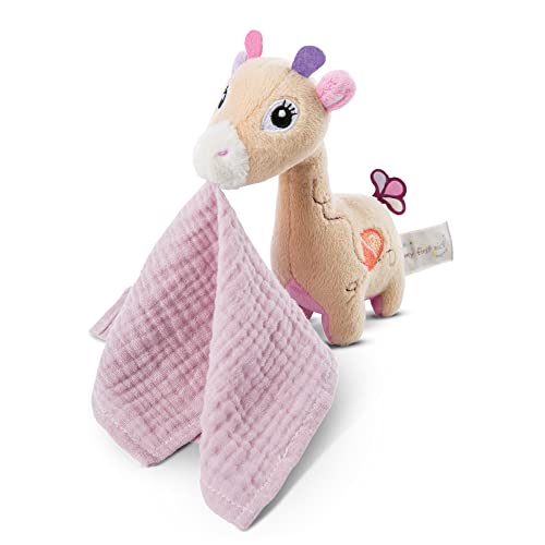 NICI Schmusetier 3D Giraffe Sasuma 16 cm mit Schmusetuch – Baby Kuscheltier mit Mulltuch ab 0+ Monaten – Weiches Plüschtier/Schmusetuch für Mädchen & Jungen, 48037