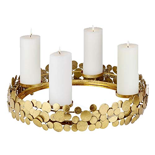 Lambert - Jimin - Adventskranz, Adventsleuchter - Metall - Gold - Maße (ØxH): 50 x 11 cm im Sale