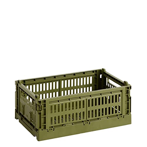 Hay Colour Crate Transportbox aus recyceltem Polypropylen in der Farbe Olive, Maße: 26, 5cm x 17cm x 10, 541452 im Sale