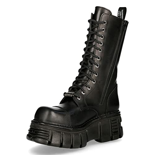 New Rock Stiefel M-MILI211C-C1 Unisex Military Metallisch Schwarz Schnürschuhe 100% Leder Techno Biker 39 im Sale