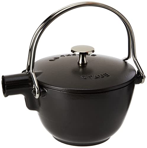 Staub 1004030 1650023 Teekanne/Wasserkessel, rund 16,5 cm, 1,15LmitmattschwarzerEmaillierungImInnerendesKessels,schwarz