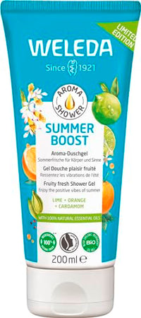 Thumbnail for WELEDA Bio Summer Boost Duschgel vegan - Naturkosmetik Aroma Shower Duschseife für Frauen & Männer mit Orange, Limette & Kardamom Duft - Natürliche Dusche zur Reinigung von Gesicht & Körper (200ml) im Sale