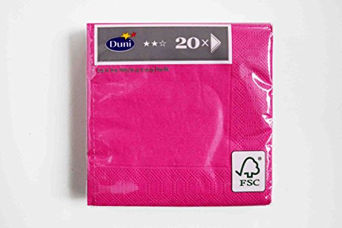 Duni Cocktail-Servietten 3lagig Tissue Uni fuchsia, 24 x 24 cm, 20 Stück