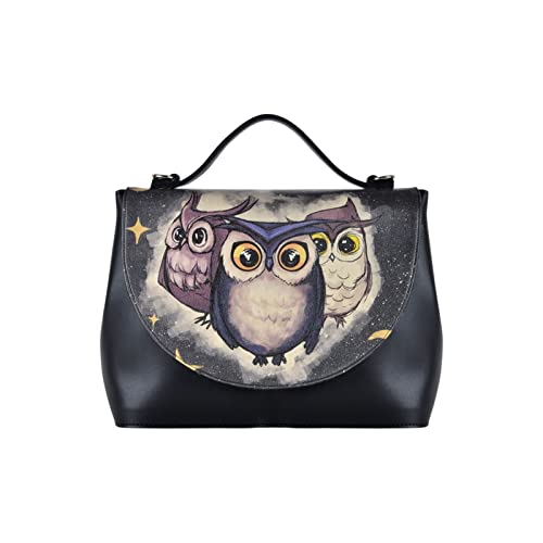 DOGO Vegane Damen Schultertaschen Umhängetaschen Handy Bag - Owls Family im Sale