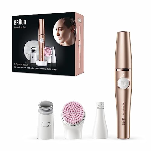 Braun FaceSpa Pro Beauty Set mit Gesichtsepilierer Damen / Damenbart Entferner, Gesichtsreinigungsbürste, Aufbewahrungsbox, Haarentfernung, Reinigung und Hautstraffung, SE921 im Sale