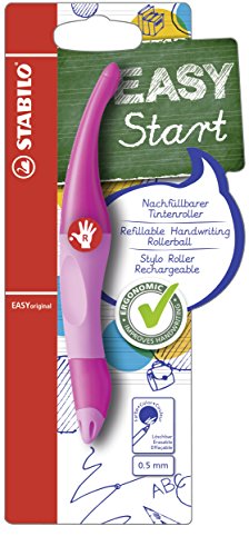 Ergonomischer Tintenroller für Rechtshänder - STABILO EASYoriginal in pink hell/dunkel - Einzelstift - blau (löschbar) - inkl. Patrone