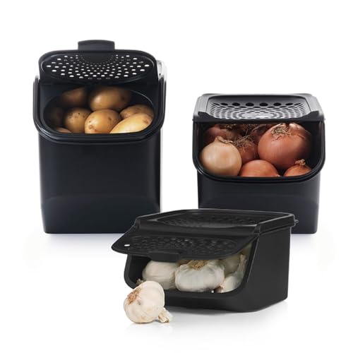 Tupperware Set - PotatoSmart 8,3L, OnionSmart 5,5L & GarlicSmart 2,3L - Innovativer Kartoffel-, Zwiebel- & Knoblauchbehälter mit optimaler Luftzirkulation - Stapelbares Design - spülmaschinenfest im Sale