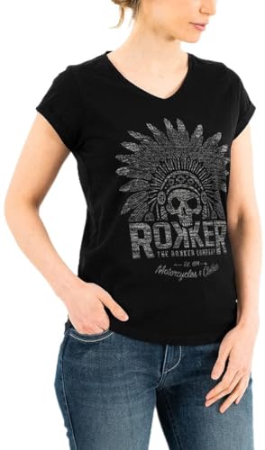 Rokker Indian Bonnet Damen T-Shirt (Black,S) im Sale