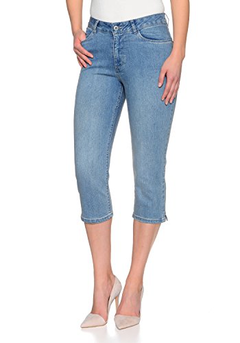 Stretch Capri Jeans Hose Tahiti Slim fit Damen Bermuda 7/8 Hose in vielen Farben (W50, Light Blue Used) im Sale