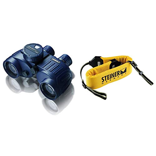 Steiner Navigator Pro 7x50 Marine-Fernglas mit Kompass - HD-stabilisierter Kompass, robust, hohe Detailschärfe, 5m wasserdicht & Fernglas Schwimmgurt robust