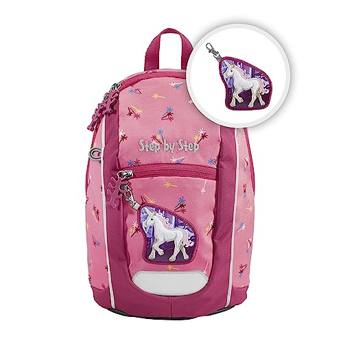 Step by Step Rucksack-Set KIGA Mini „Little Unicorn Nuala“, rosa, ergonomischer Rucksack, höhenverstellbaren Brustgurt, für Kindergarten, Kinderkrippe & Kita, ab 12 M+, Kleinkinder, 6l im Sale