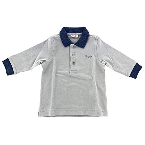 Il Gufo B18 Polo Bimbo Boy Grey/Blue Cotton Polo t-Shirt Kids [6 Months]