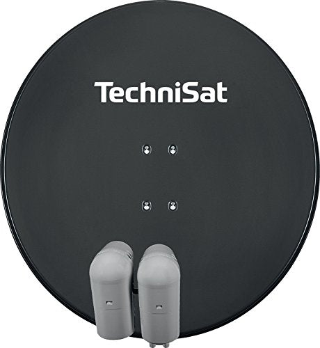 TechniSat EUTELASTRASAT 850 - Sat-Anlage für 1 Teilnehmer (85 cm Sat Spiegel mit Masthalterung, 2 x UNYSAT-Universal-V/H-LNB im Wetterschutzgehäuse, DiSEqC-Switch) grau