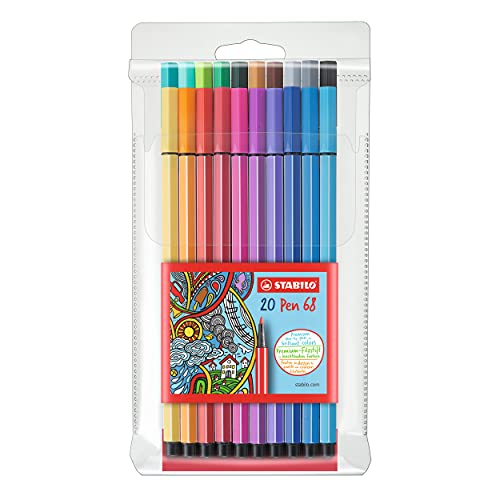 Premium-Filzstift - STABILO Pen 68 - 20er Pack - mit 20 verschiedenen Farben