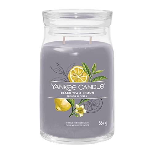 Yankee Candle Signature Duftkerze | große Kerze mit langer Brenndauer „Black Tea & Lemon“ | Soja-Wachs-Mix | Perfekte Geschenke für Frauen im Sale