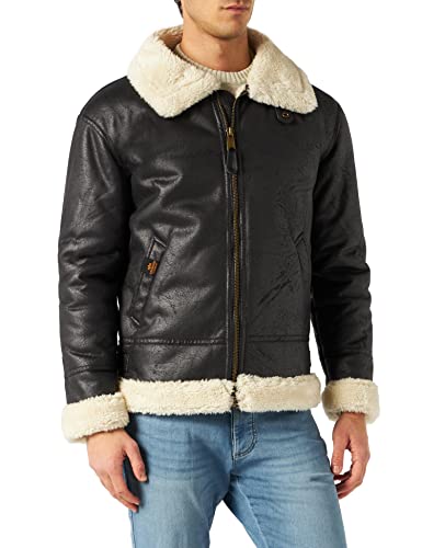 Alpha Industries Herren B3 FL Lederjacke, Black, im Sale