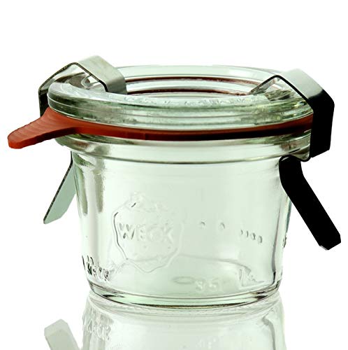 Weck 12 Mini Sturzgläser 35ml / RR40 mit Glasdeckel im Original Karton (Mit Glasdeckel) im Sale