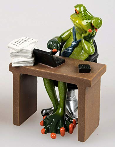 Formano Frosch Mann am Schreibtisch, Büro, Kollege, ca.11cm