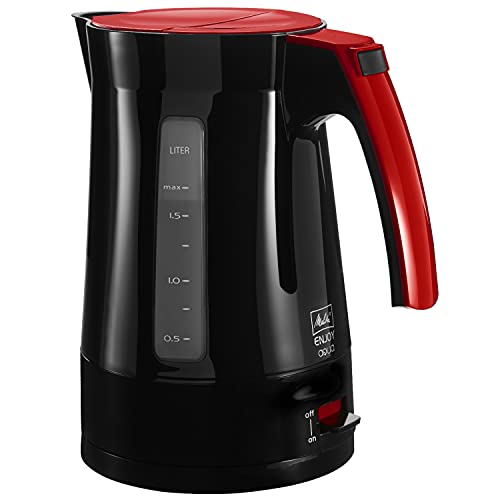 Wasserkocher - MELITTA - Enjoy Aqua, 1,7 L, 2400 W, schwarz/rot, entnehmbarer Kalkfilter, 1003-01 bk/rd