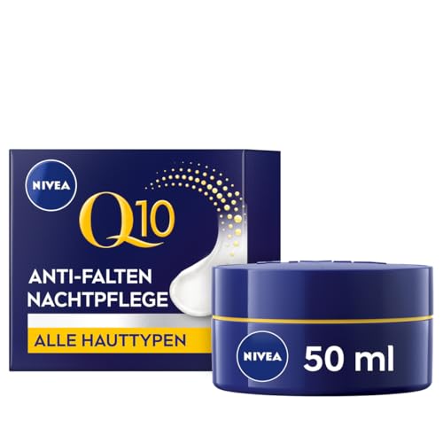 NIVEA Q10 Anti-Falten Power Regenerierende Nachtpflege (50 ml), straffende Gesichtspflege für alle Hauttypen, Nachtcreme mit Doppeleffekt Koenzym Q10 und Kreatin