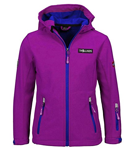 Trollkids Mädchen Softshell Jacke Oslofjord, Smaragdgrün/Rubinrot, im Sale