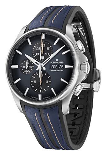 JUNGHANS Meister Chronoscope Herrenuhr Automatik Schwarz/Blau 27/4227.00 im Sale