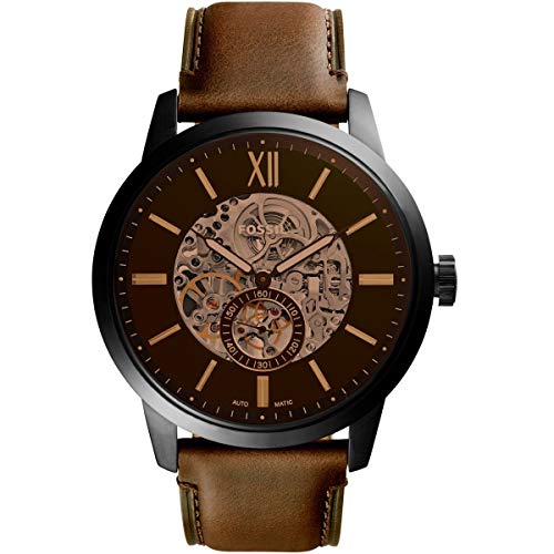 Fossil Townsman uhr für Herren, Automatikuhrwerk mit Edelstahl- oder Lederarmband, Dunkelbraun, 44 im Sale