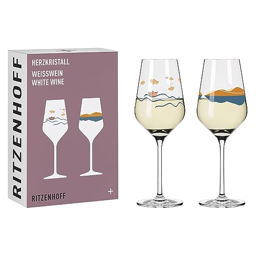 RITZENHOFF 6171001 Weißweinglas 300 ml - Serie Herzkristall - 2er Set mit Motiv in Roségold - Made in Germany im Sale