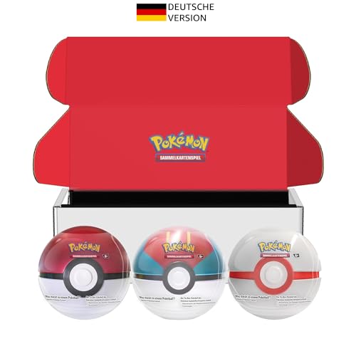 Pokémon-Sammelkartenspiel: Tin-Box-Bundle Pokéball – Pokéball, Köderball & Premierball (9 Boosterpacks des Pokémon-Sammelkartenspiels, 7 Stickerbögen) im Sale