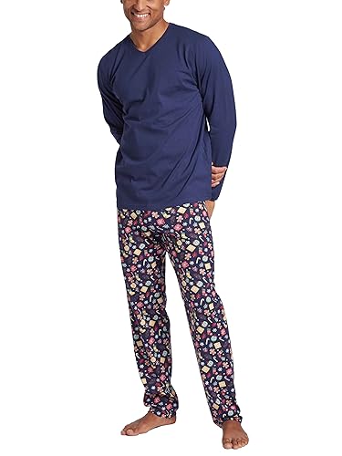 Ringella Herren Pyjama mit V-Ausschnitt Night 52 2541227,Night, 52 im Sale