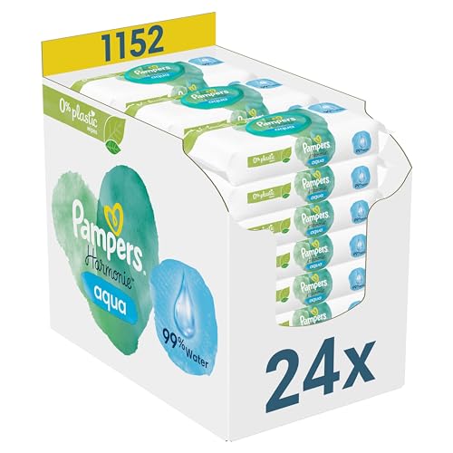 Pampers Baby Feuchttücher Harmonie, Aqua, 1152 Tücher (24 x 48), sanfter Hautschutz für zarte Haut mit 99% Wasser