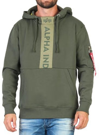 Thumbnail for Alpha Industries Front Print Hoody Kapuzensweat für Herren Dark Olive im Sale