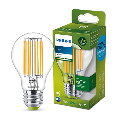 PHILIPS LED Classic ultraeffiziente E27 Lampe (60 W), LED Lampe mit neutralweißem Licht, energiesparende Lampe mit langer Nutzlebensdauer, Energieeffizienzklasse A im Sale