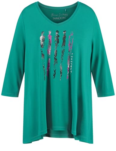 Samoon Damen Ausgestelltes 3/4 Arm Shirt mit Frontprint 3/4 Arm Frontprint Smaragd Gemustert 54 im Sale