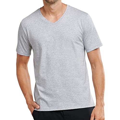 Schiesser Herren Mix & Relax T-shirt V-ausschnitt Pyjamaoberteil, Grau (Grau-mel. 202), 58 im Sale