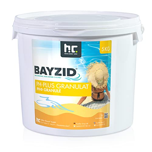 1 x 5 kg pH Plus Granulat BAYZID (pH-Heber) von Höfer Chemie sorgt für eine schnelle und zuverlässige Anhebung des pH-Werts in Pool und Schwimmbad -