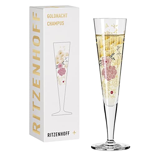 RITZENHOFF 1071020 Champagnerglas 200 ml - Serie Goldnacht Nr. 20 - Edles Designerstück mit Echt-Gold - Made in Germany im Sale