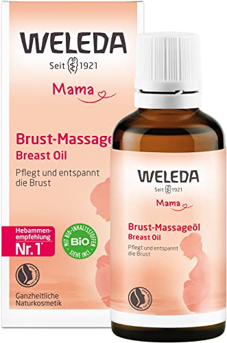 WELEDA Bio Brust Massageöl, pflegendes Naturkosmetik Brustöl gegen Spannungsgefühle in der Schwangerschaft und beim Stillen, Stillöl zur Förderung der Durchblutung der Haut (1 x 50 ml) im Sale