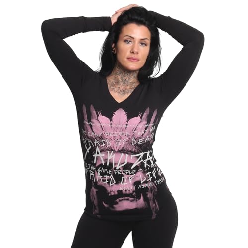 Yakuza Damen Afraid Slim Langarm T-Shirt, Schwarz, XL im Sale