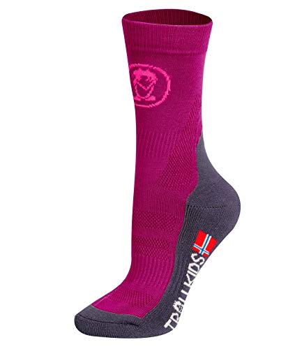 Trollkids Kinder Halbhohe Wandersocken Trekking Socken, Beere, Größe 34 im Sale